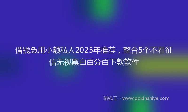 借钱急用小额私人2025年推荐，整合5个不看征信无视黑白百分百下款软件