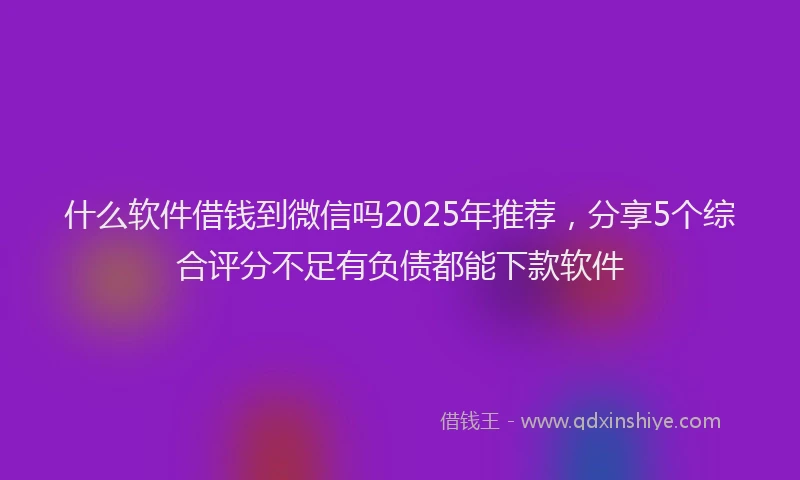 什么软件借钱到微信吗2025年推荐，分享5个综合评分不足有负债都能下款软件