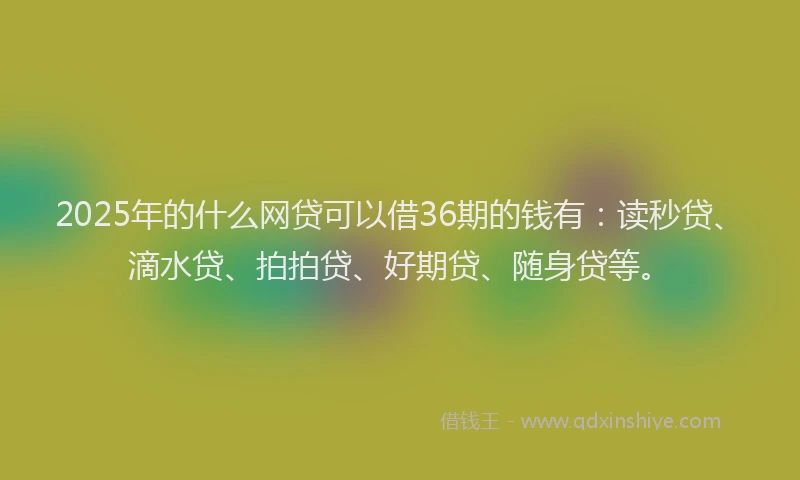 2025年的什么网贷可以借36期的钱有：读秒贷、滴水贷、拍拍贷、好期贷、随身贷等。