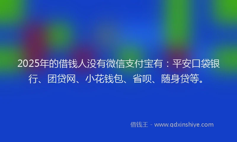 2025年的借钱人没有微信支付宝有：平安口袋银行、团贷网、小花钱包、省呗、随身贷等。