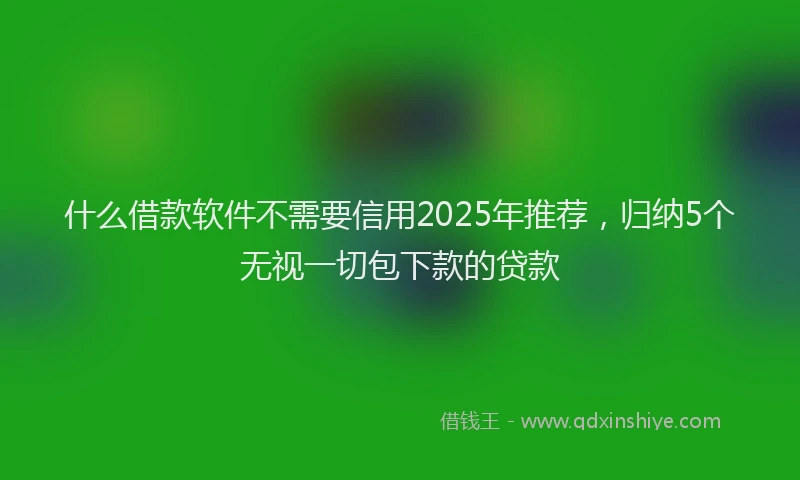 什么借款软件不需要信用2025年推荐，归纳5个无视一切包下款的贷款