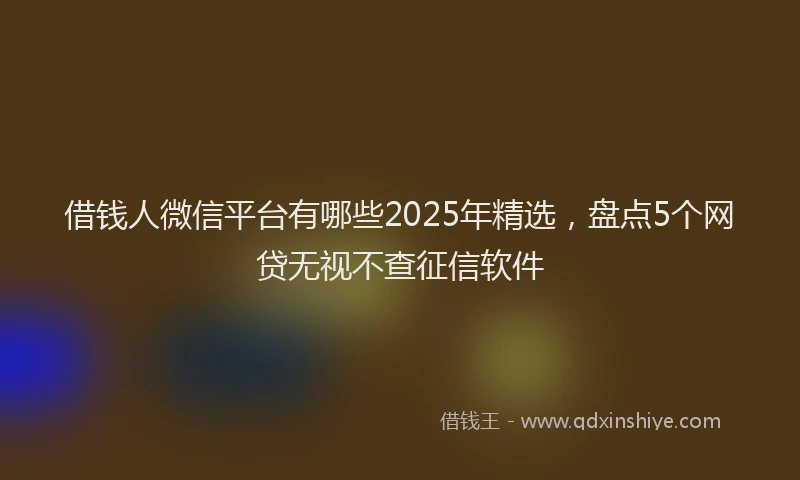 借钱人微信平台有哪些2025年精选，盘点5个网贷无视不查征信软件