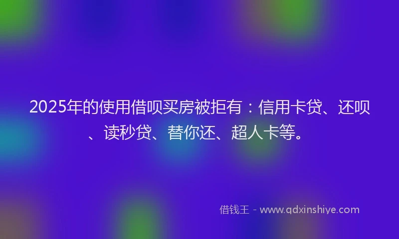 2025年的使用借呗买房被拒有：信用卡贷、还呗、读秒贷、替你还、超人卡等。