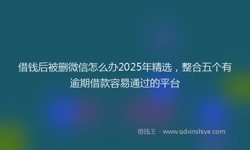 借钱后被删微信怎么办2025年精选，整合五个有逾期借款容易通过的平台