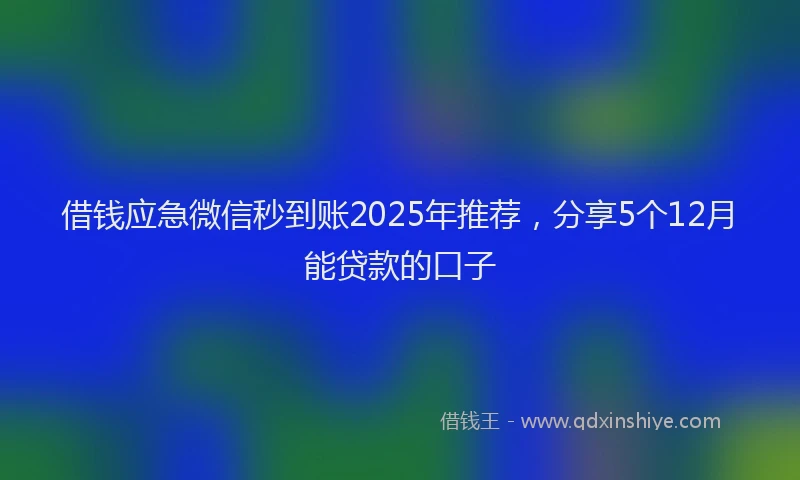 借钱应急微信秒到账2025年推荐，分享5个12月能贷款的口子