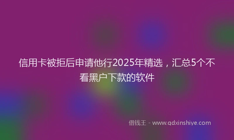 信用卡被拒后申请他行2025年精选，汇总5个不看黑户下款的软件