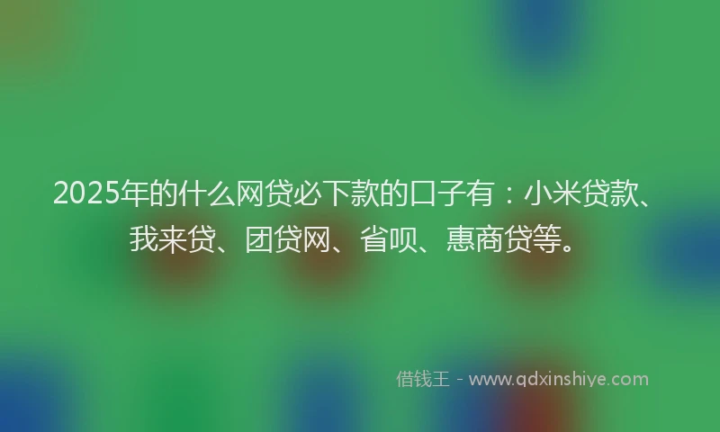 2025年的什么网贷必下款的口子有：小米贷款、我来贷、团贷网、省呗、惠商贷等。