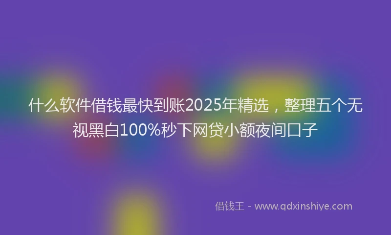 什么软件借钱最快到账2025年精选，整理五个无视黑白100%秒下网贷小额夜间口子