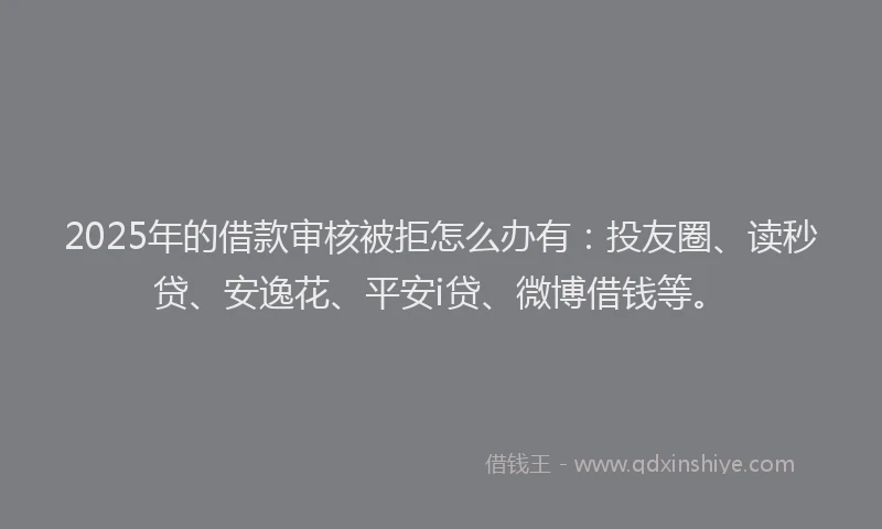 2025年的借款审核被拒怎么办有：投友圈、读秒贷、安逸花、平安i贷、微博借钱等。