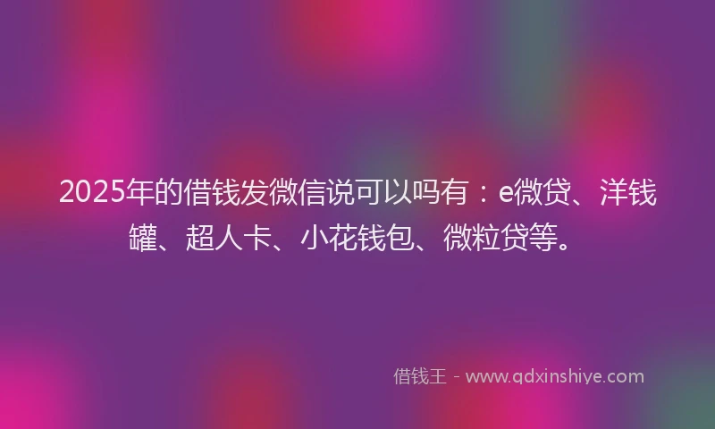 2025年的借钱发微信说可以吗有：e微贷、洋钱罐、超人卡、小花钱包、微粒贷等。