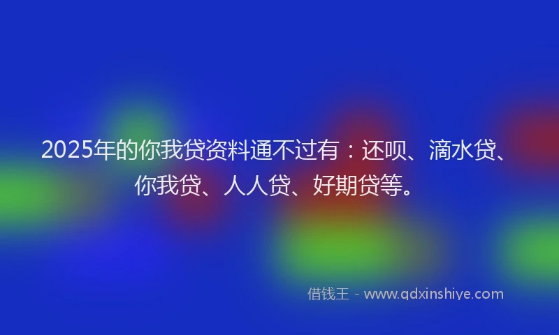 2025年的你我贷资料通不过有：还呗、滴水贷、你我贷、人人贷、好期贷等。