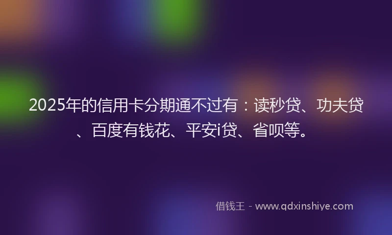 2025年的信用卡分期通不过有：读秒贷、功夫贷、百度有钱花、平安i贷、省呗等。