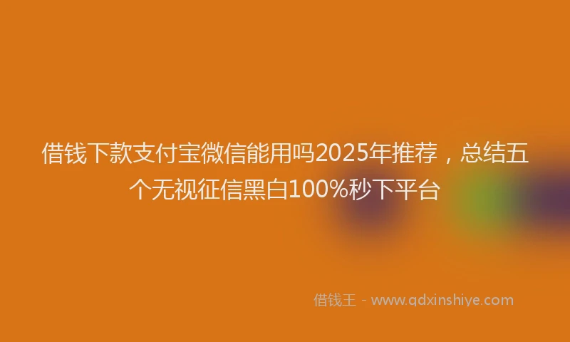 借钱下款支付宝微信能用吗2025年推荐，总结五个无视征信黑白100%秒下平台