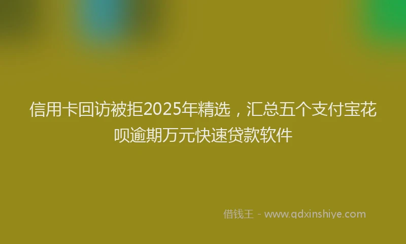 信用卡回访被拒2025年精选，汇总五个支付宝花呗逾期万元快速贷款软件