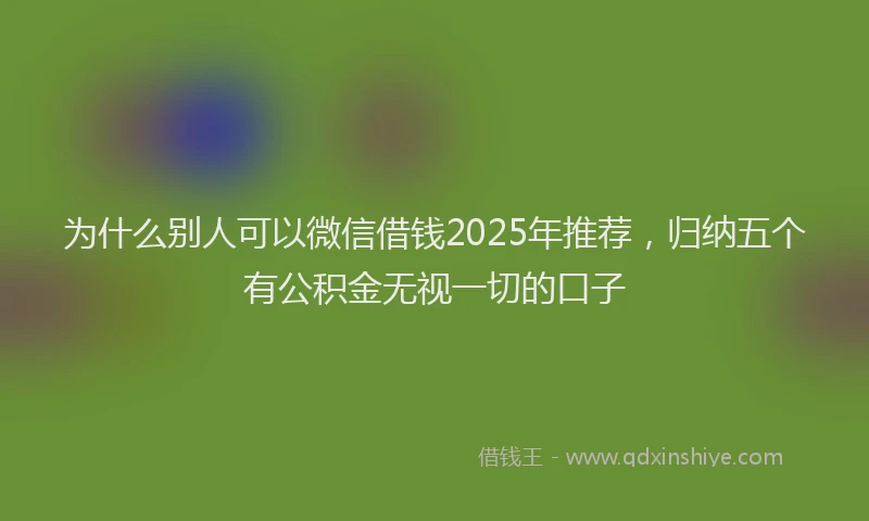 为什么别人可以微信借钱2025年推荐，归纳五个有公积金无视一切的口子