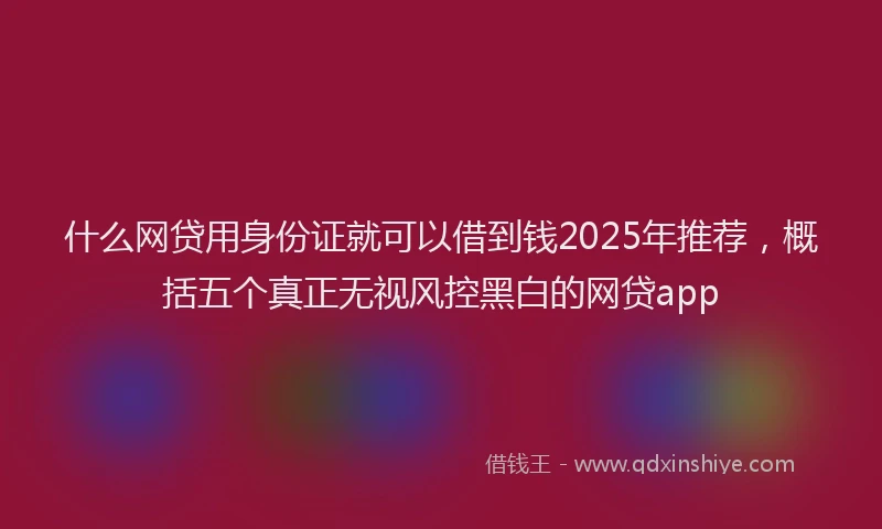 什么网贷用身份证就可以借到钱2025年推荐，概括五个真正无视风控黑白的网贷app