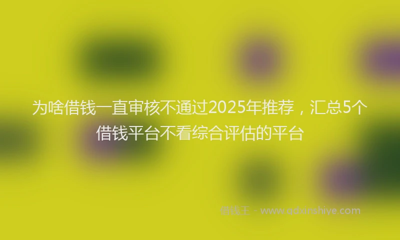 为啥借钱一直审核不通过2025年推荐，汇总5个借钱平台不看综合评估的平台