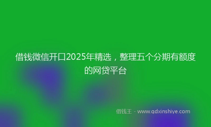 借钱微信开口2025年精选，整理五个分期有额度的网贷平台