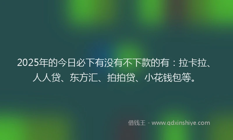 2025年的今日必下有没有不下款的有：拉卡拉、人人贷、东方汇、拍拍贷、小花钱包等。