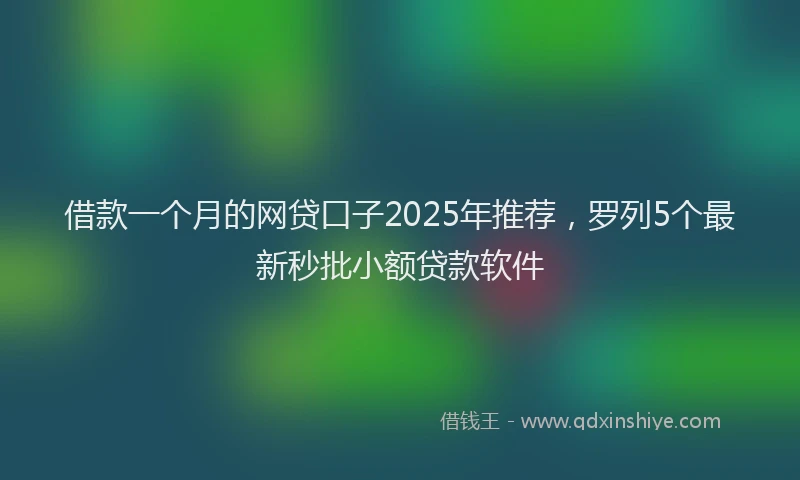借款一个月的网贷口子2025年推荐，罗列5个最新秒批小额贷款软件