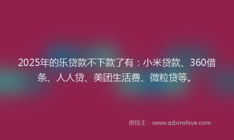 2025年的乐贷款不下款了有：小米贷款、360借条、人人贷、美团生活费、微粒贷等。