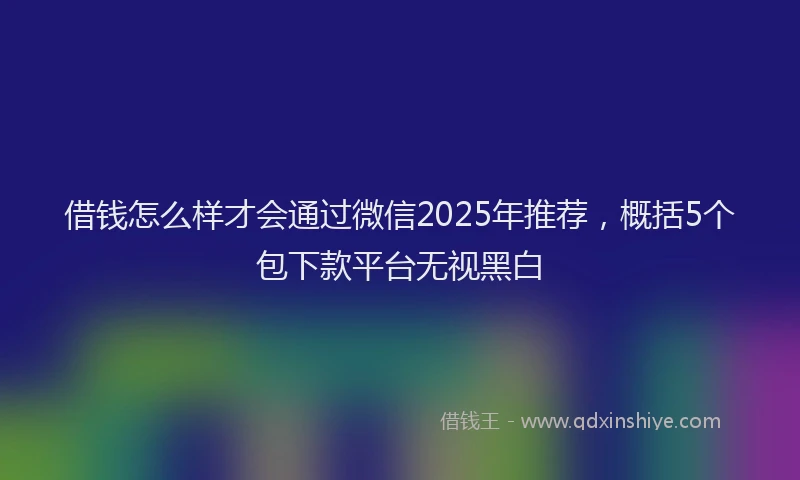 借钱怎么样才会通过微信2025年推荐，概括5个包下款平台无视黑白