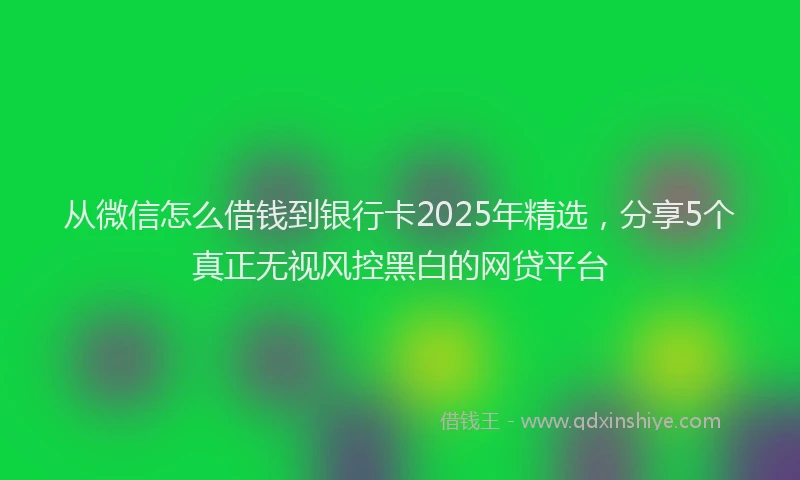 从微信怎么借钱到银行卡2025年精选，分享5个真正无视风控黑白的网贷平台
