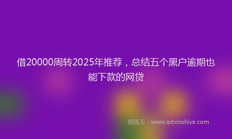借20000周转2025年推荐，总结五个黑户逾期也能下款的网贷