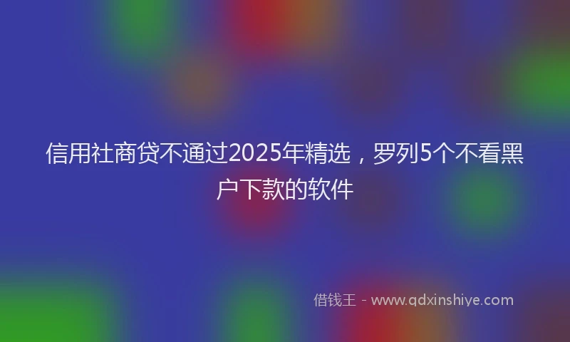 信用社商贷不通过2025年精选，罗列5个不看黑户下款的软件