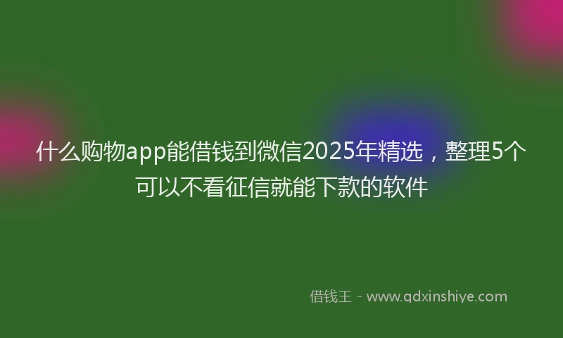 什么购物app能借钱到微信2025年精选，整理5个可以不看征信就能下款的软件
