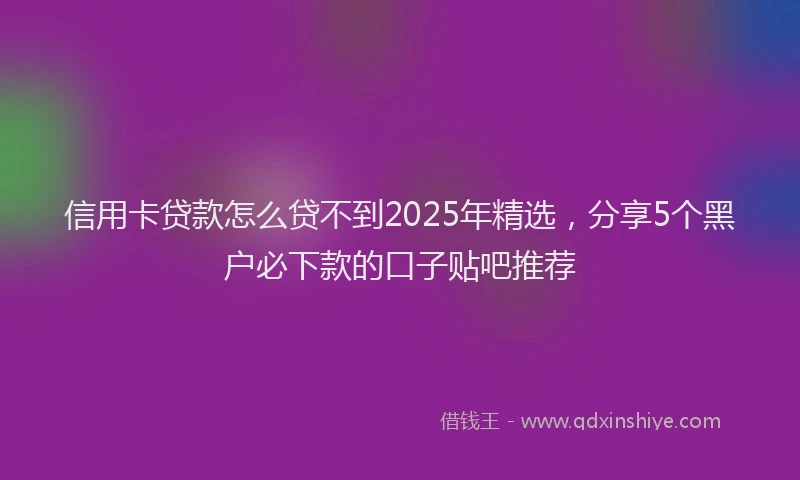 信用卡贷款怎么贷不到2025年精选，分享5个黑户必下款的口子贴吧推荐