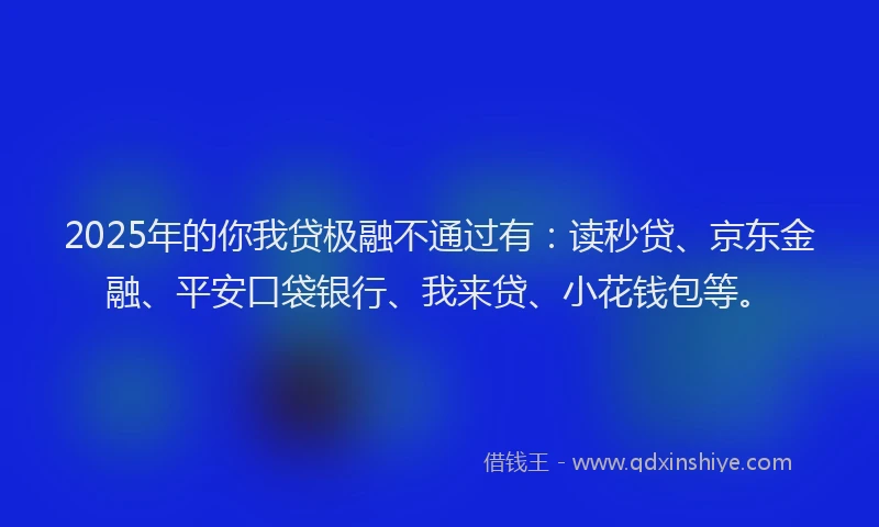 2025年的你我贷极融不通过有：读秒贷、京东金融、平安口袋银行、我来贷、小花钱包等。
