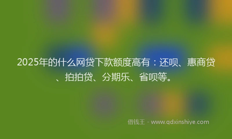 2025年的什么网贷下款额度高有：还呗、惠商贷、拍拍贷、分期乐、省呗等。