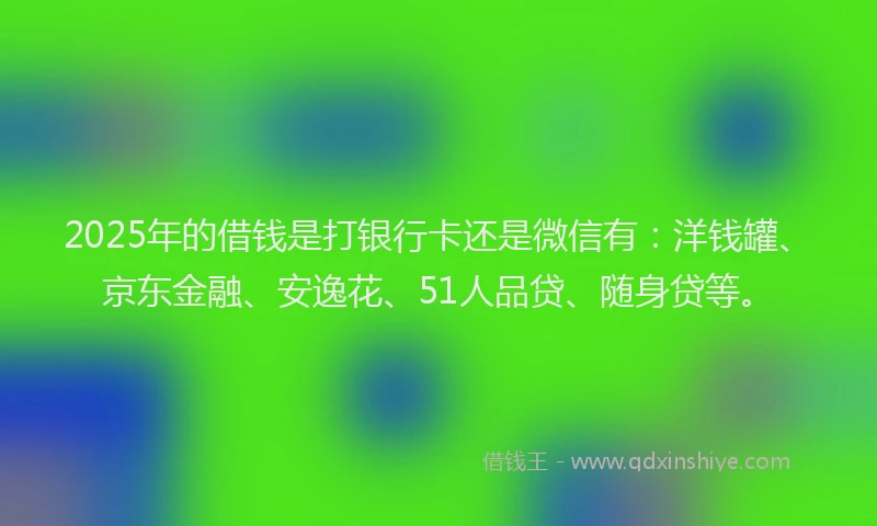 2025年的借钱是打银行卡还是微信有：洋钱罐、京东金融、安逸花、51人品贷、随身贷等。