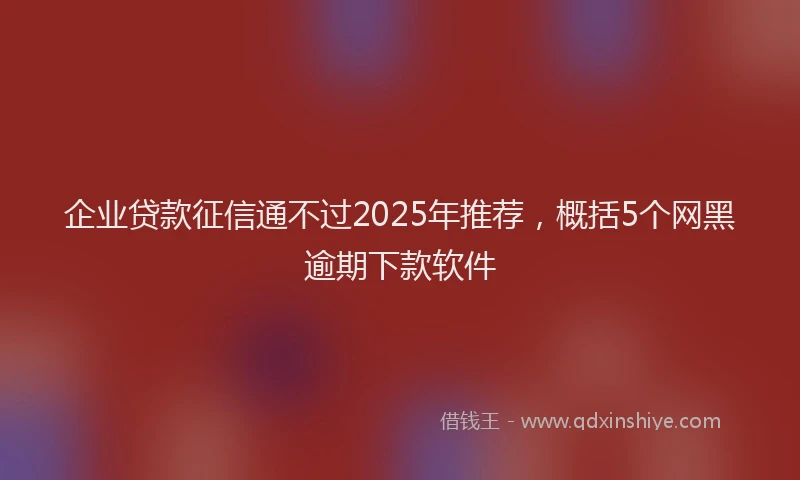企业贷款征信通不过2025年推荐，概括5个网黑逾期下款软件