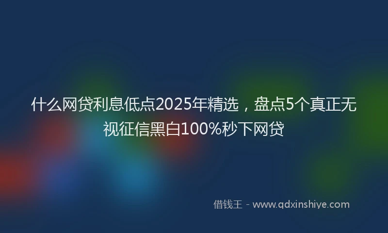什么网贷利息低点2025年精选，盘点5个真正无视征信黑白100%秒下网贷