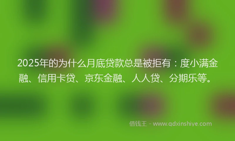 2025年的为什么月底贷款总是被拒有：度小满金融、信用卡贷、京东金融、人人贷、分期乐等。