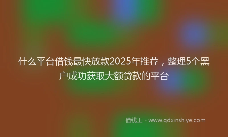 什么平台借钱最快放款2025年推荐，整理5个黑户成功获取大额贷款的平台