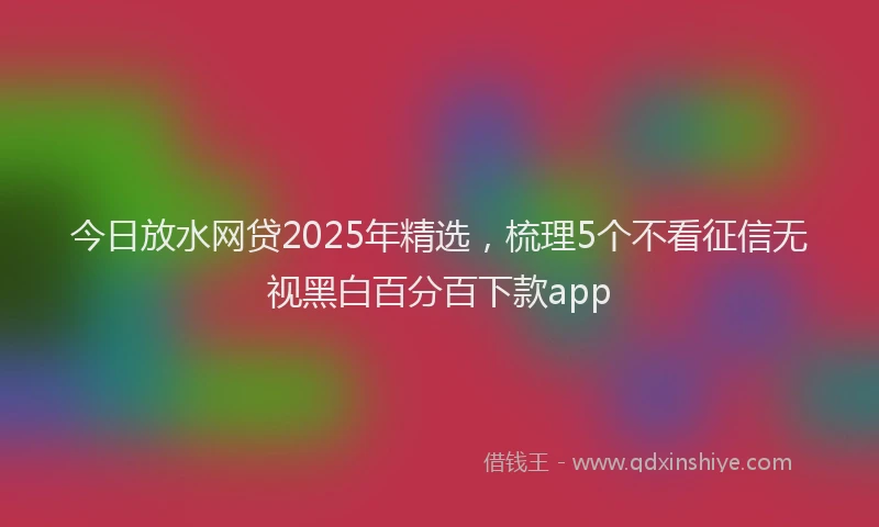 今日放水网贷2025年精选，梳理5个不看征信无视黑白百分百下款app