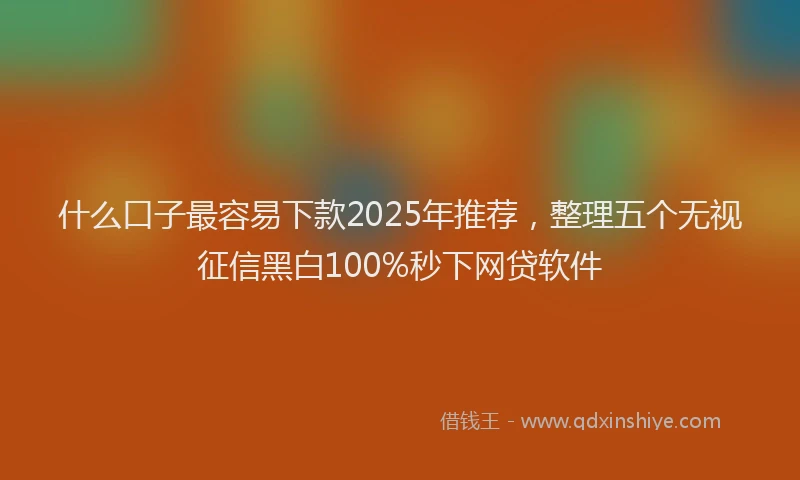什么口子最容易下款2025年推荐，整理五个无视征信黑白100%秒下网贷软件