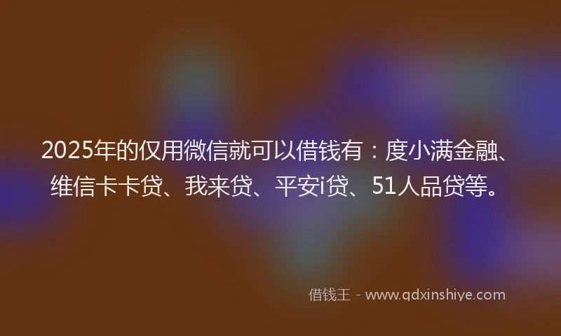2025年的仅用微信就可以借钱有：度小满金融、维信卡卡贷、我来贷、平安i贷、51人品贷等。