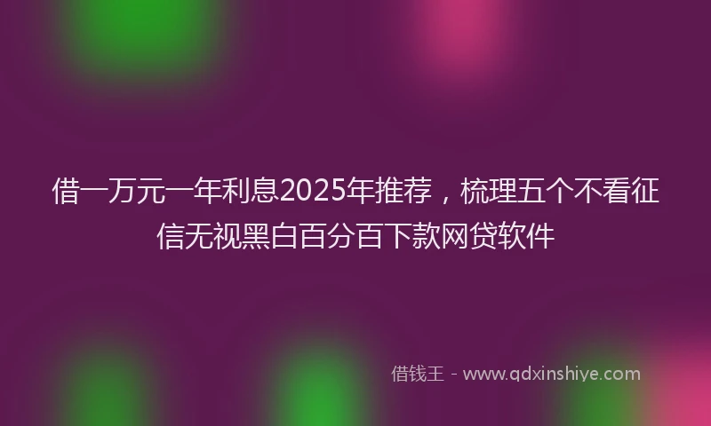 借一万元一年利息2025年推荐，梳理五个不看征信无视黑白百分百下款网贷软件