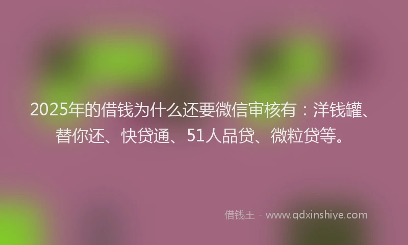2025年的借钱为什么还要微信审核有：洋钱罐、替你还、快贷通、51人品贷、微粒贷等。