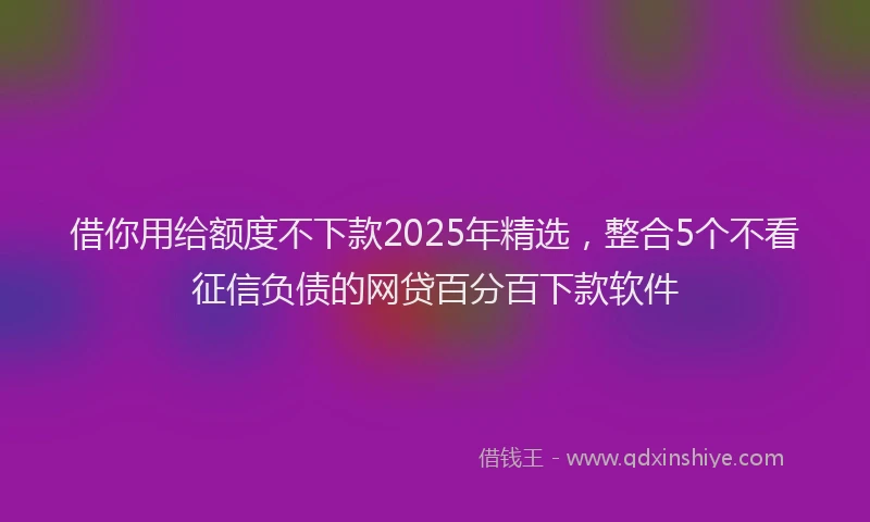 借你用给额度不下款2025年精选，整合5个不看征信负债的网贷百分百下款软件