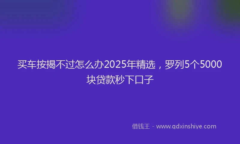 买车按揭不过怎么办2025年精选，罗列5个5000块贷款秒下口子
