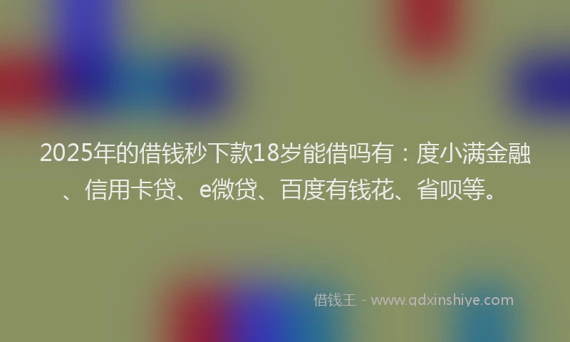2025年的借钱秒下款18岁能借吗有：度小满金融、信用卡贷、e微贷、百度有钱花、省呗等。