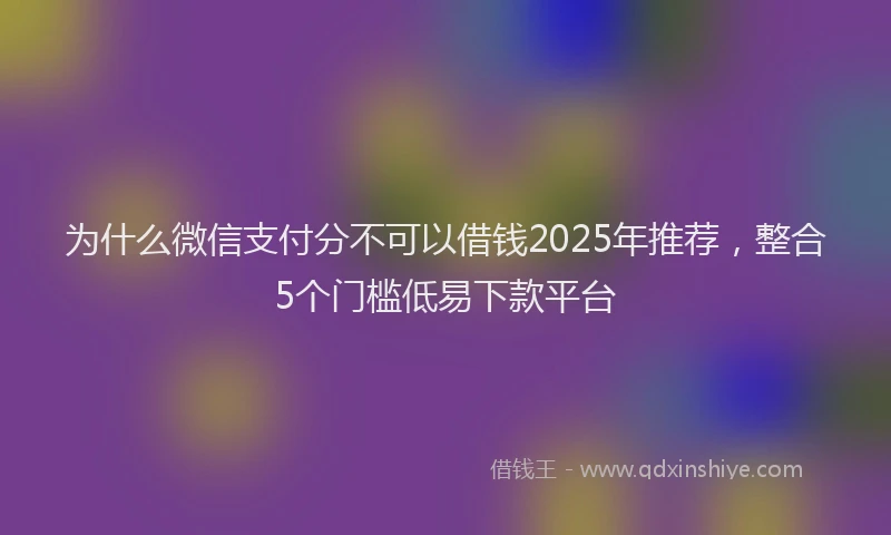 为什么微信支付分不可以借钱2025年推荐，整合5个门槛低易下款平台