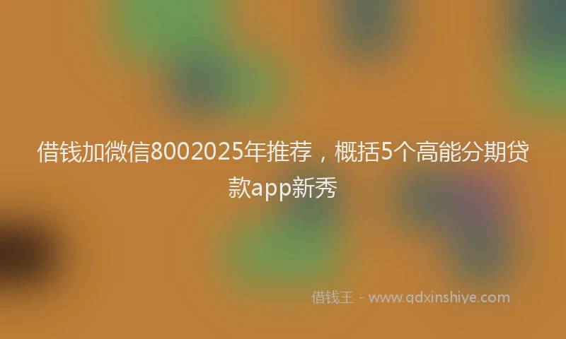 借钱加微信8002025年推荐，概括5个高能分期贷款app新秀