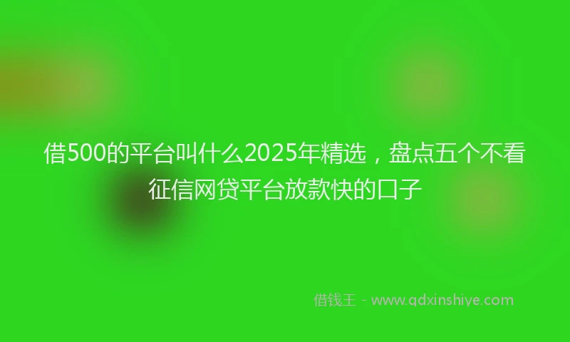 借500的平台叫什么2025年精选，盘点五个不看征信网贷平台放款快的口子