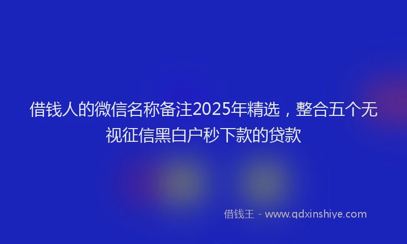 借钱人的微信名称备注2025年精选，整合五个无视征信黑白户秒下款的贷款